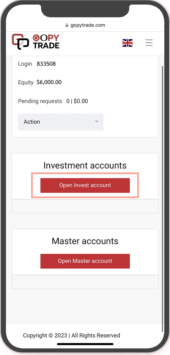 How to start copy trade account for investor account?